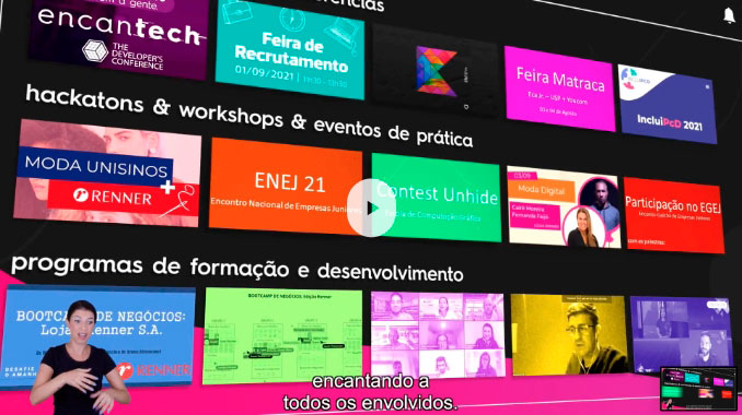 Imagem de um frame de um vídeo mostrando a divulgação de programas de formação e cursos